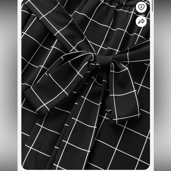 BloomChic Plus Size Elegant Black Grid Pattern Dress - Picture 4 of 6